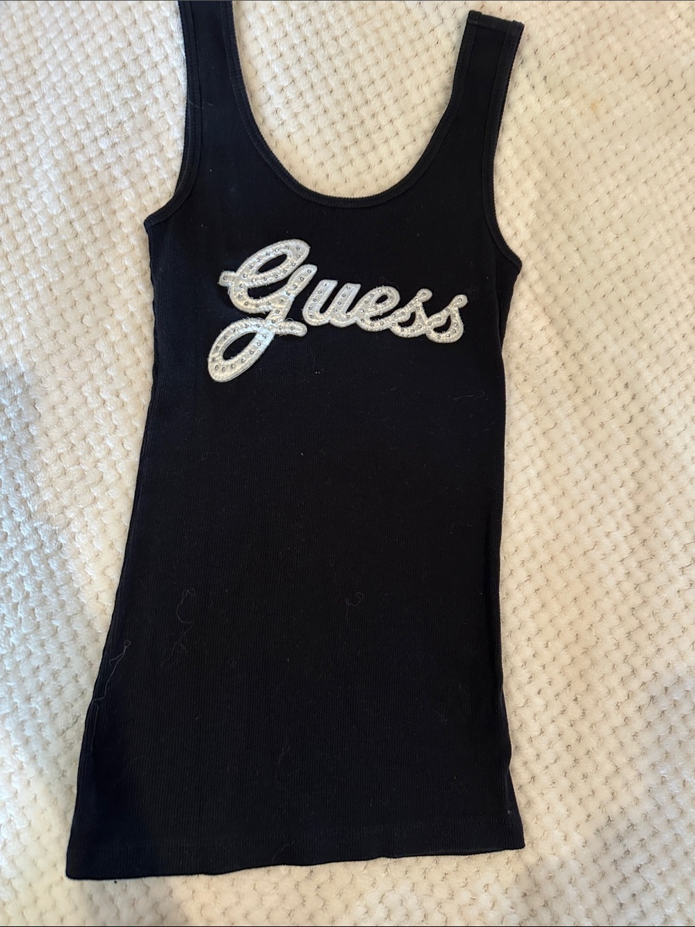 Guess Black Tank Dress with Silver Embellished Script